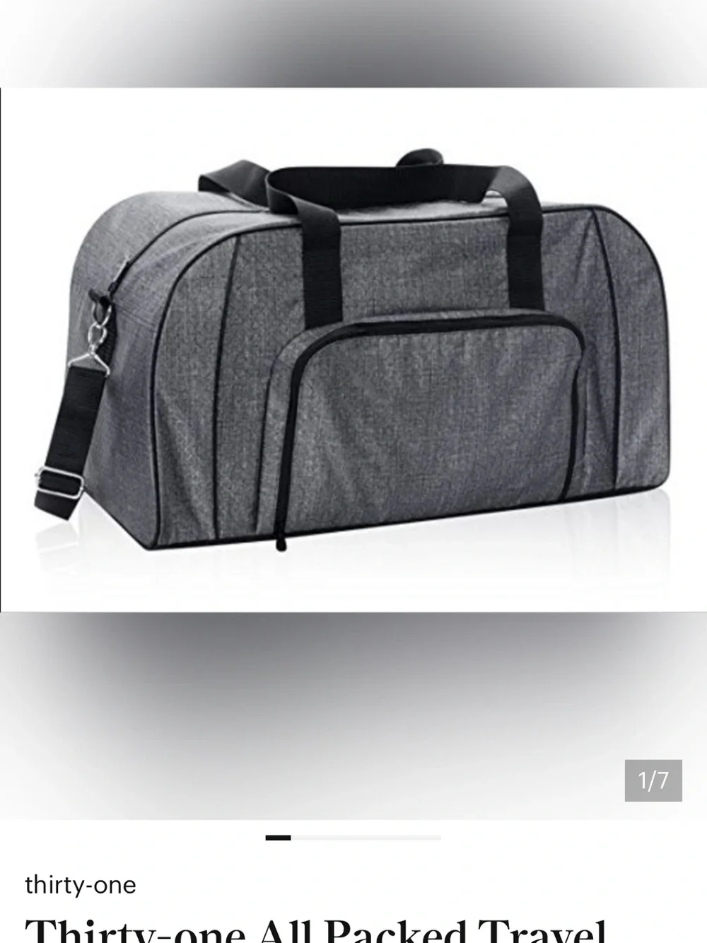 Thirty-One Gray All-Packed Duffel Bag
